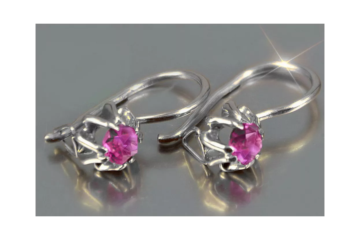 Silver 925 unique amethyst earrings vec053s Vintage Russian Soviet style Art Deco