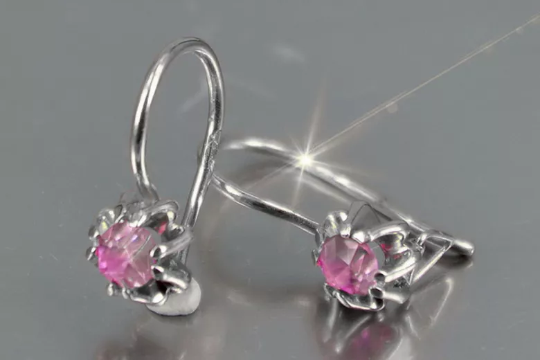 Boucles d'oreilles d'améthyste d'argent 925 Vec053S Vintage Soviétique Soviet Style Art Déco