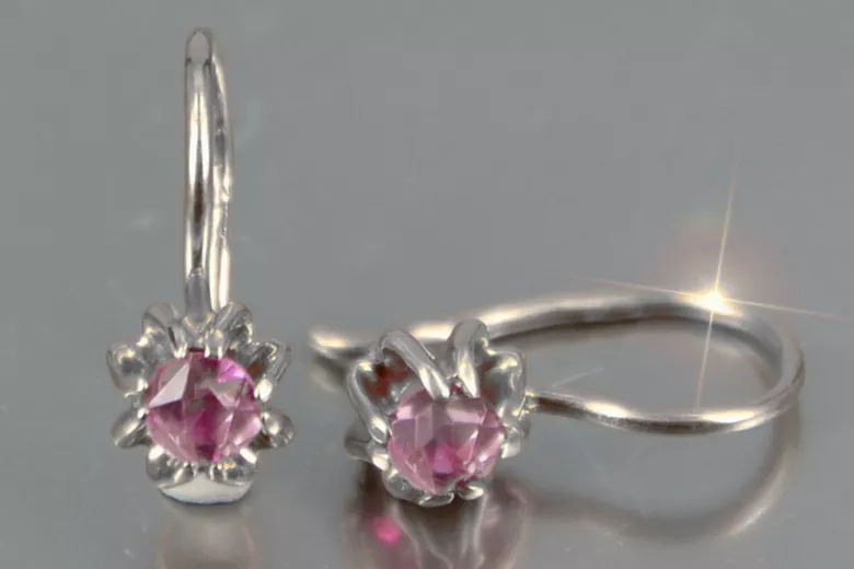 Silver 925 unique amethyst earrings vec053s Vintage Russian Soviet style Art Deco