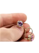 Náušnice Amethyst 14k žluté zlato VEC029Y Ruský sovětský vintage stylu Art Deco