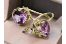 Náušnice Amethyst 14k žluté zlato VEC029Y Ruský sovětský vintage stylu Art Deco
