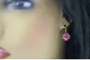 Boucles d'oreilles Amethyste 14k Yellow Gold Vec029Y Russe Soviétique Soviétique Vintage Style Art Déco