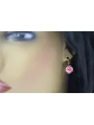 Auskarai AMETHYST 14K Geltonasis auksas VEC029Y Rusijos sovietinis derliaus stiliaus meno deco