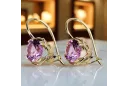 Boucles d'oreilles Amethyste 14k Yellow Gold Vec029Y Russe Soviétique Soviétique Vintage Style Art Déco