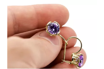 Серьги Alexandrite 14k желтое золото Vec029y российский советский советский советский стиль арт-деко