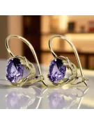 Boucles d'oreilles Alexandrite 14k Jaune Gold Vec029Y Russe Soviétique Vintage Style Art Déco