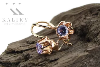 Олександрит оригінальний Vintage 14k продукт з рожевими золотими сережками Vector Vec013r