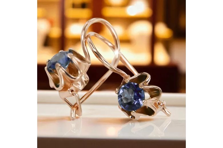 Aleksandrite πρωτότυπο Vintage 14K προϊόν με ροζ χρυσό σκουλαρίκια vintage vec013r