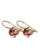 14K розово червено злато 14k 583 Ruby Обеци vec013 Руски Съветски СССР Винтидж крафт Ар-деко style