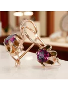 14K rose red gold 14k 583 Ruby earrings vec013 Russian Soviet USSR Vintage craft Art Deco style