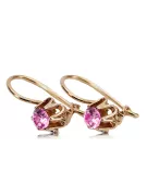 14K Rose Rose Or 14k 583 AMÉTHYST Boucles d'oreilles VEC013R Russe Soviétique UssR UssR Vintage Art Deco Style
