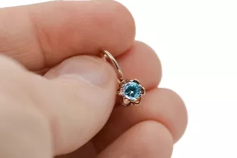 Розовое золото 14 карат 14k 583 Aquamarine Серьги vec013 Русский Советский СССР Винтаж украшения Ар-деко style