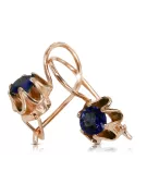 Oro rojo rosa de 14 quilates 14k 583 Sapphire pendientes vec013 Ruso Soviético URSS Joyería vintage Art Deco style