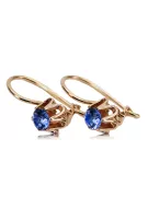 14K розово червено злато 14k 583 Sapphire Обеци vec013 Руски Съветски СССР Винтидж стил Ар-деко style