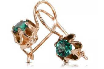 Розовое золото 14 карат 14k 583 Emerald Серьги vec013 Русский Советский СССР Винтаж изделия Ар-деко style