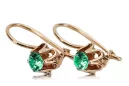 čtrnáctinová růžová zlata 14k 583 Emerald náušnice vec013 Russian Soviet USSR Vintage Art Deco style