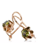 14K rose red gold 14k 583 Yellow Peridot earrings vec013r Russian Soviet USSR Vintage style Art Deco style
