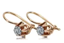čtrnásťkaraté ružové zlato 14k 583 Zircon náušnice vec013 Russian Soviet USSR Vintage Art Deco style