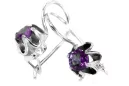 Vintage 925 Boucles d'oreilles argent alexandrite vec013s style soviétique russe