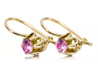 14 كارت من الذهب الأصفر 14k 583 Amethyst أقراط vec013y روسي سوفيتي الاتحاد السوفيتي فينتاج آرت ديكو style