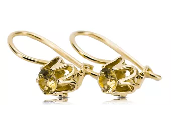 Gol galben 14k 14k 583 Cercei galbene peridot VEC013Y Russ Sovietic Ussr Vintage Art Deco Style