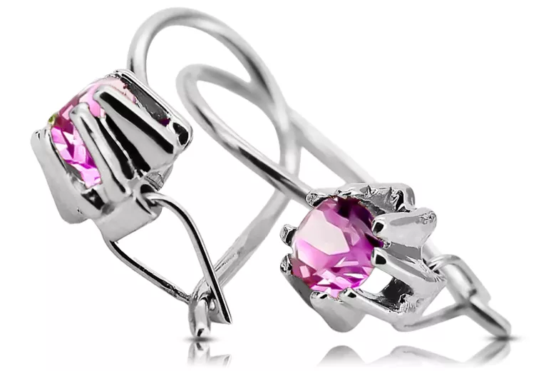 Silver 925 Cercei unice ametist VEC053S Vintage Stilul sovietic rus Art Deco