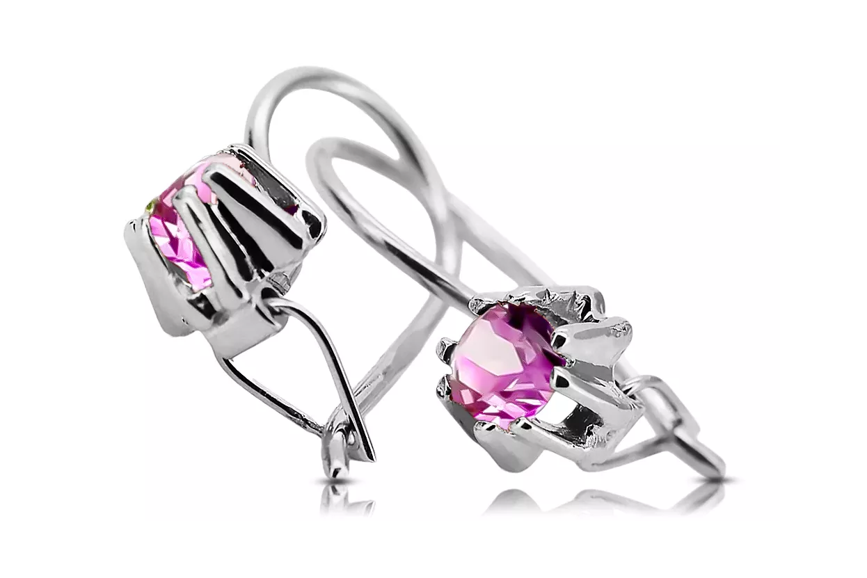 Silver 925 unique amethyst earrings vec053s Vintage Russian Soviet style Art Deco