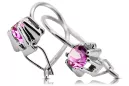 Silver 925 Unikátní Amethyst náušnice VEC053S Vintage ruský sovětský styl art deco