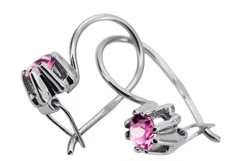 Boucles d'oreilles d'améthyste d'argent 925 Vec053S Vintage Soviétique Soviet Style Art Déco