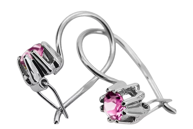 Срібло 925 унікальних аметистських сережок Vec053s Vintage Російський радянський стиль Арт-деко