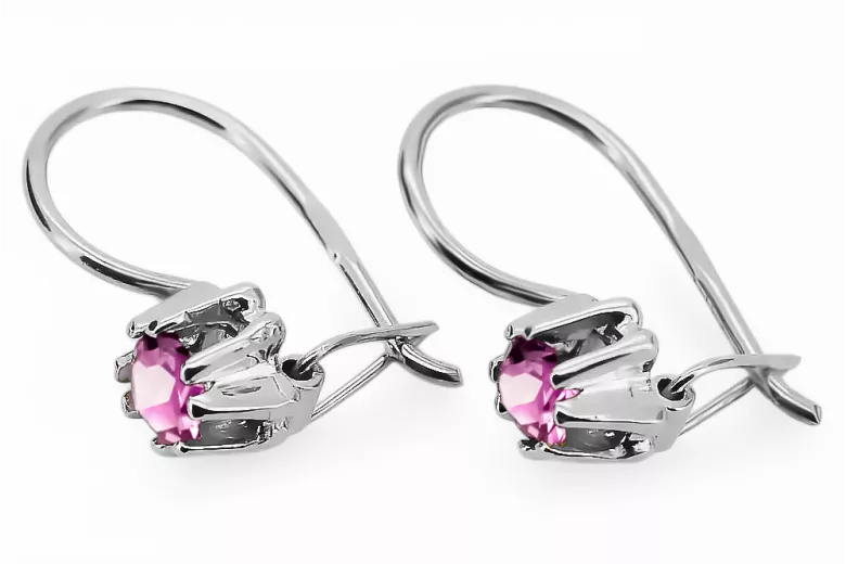 Silver 925 unique amethyst earrings vec053s Vintage Russian Soviet style Art Deco