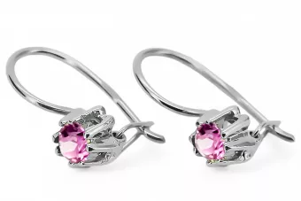 Ασημένιο 925 μοναδικά Αμέθυστα Σκουλαρίκια VEC053S Vintage Ρωσικά Σοβιετικό Στυλ Art Deco