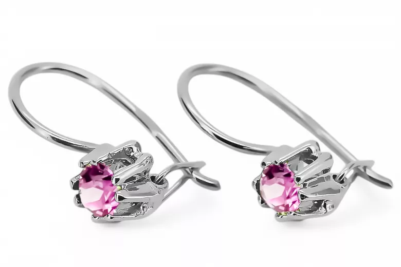 Silber 925 einzigartige Amethyst-Ohrringe Vec053s Vintage russische sowjetische Art Art Deco