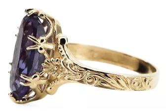8K yellow gold Alexandrite Pierścionek Styl Vintage vrc084x
