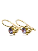Yellow 8k gold 333 Alexandrite earrings Russian Soviet USSR Vintage craft Art Deco style