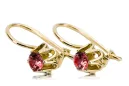 Or jaune 8 carats 333 Ruby des boucles d'oreilles vec013x Russe Soviétique URSS Vintage Art Deco style