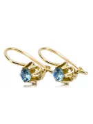 Oro amarillo de 8 quilates 333 Aquamarine pendientes vec013x Ruso Soviético URSS Artesanía vintage Art Deco style