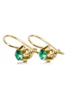 Kolczyki z żółtego 8k złota 333 z Emerald vec013x Rosyjski styl Vintage Art Deco