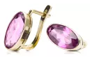 Amarillo 8k Gold 333 Amatista Pendientes VEC001X RUSA SOVIET USSS Vintage Art Deco Style