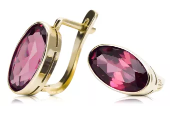 Or jaune 8 carats 333 Ruby des boucles d'oreilles vec001x Russe Soviétique URSS Vintage Art Deco style