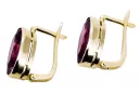 Aur galben 8K 333 Ruby cercei vec001x Rusesc Sovietic URSS Stil Vintage Art Deco style