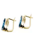 Kolczyki z żółtego 8k złota 333 z Aquamarine vec001x ZSRR Styl Vintage Art Deco
