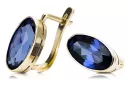 Or jaune 8 carats 333 Sapphire des boucles d'oreilles vec001x Russe Soviétique URSS Artisanat vintage Art Deco style