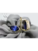 Or jaune 8 carats 333 Sapphire des boucles d'oreilles vec001x Russe Soviétique URSS Artisanat vintage Art Deco style