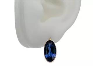 Aur galben 8K 333 Sapphire cercei vec001x Rusesc Sovietic URSS Vintage Art Deco style