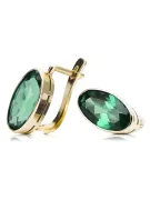 8K žluté zlato 333 Emerald náušnice vec001x Russian Soviet USSR Vintage Jewlery Art Deco style