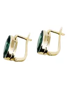 Oro amarillo de 8 quilates 333 Emerald pendientes vec001x Ruso Soviético URSS Estilo vintage Art Deco style