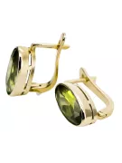Or jaune 8 carats 333 Yellow Peridot des boucles d'oreilles vec001x Russe Soviétique URSS Style vintage Art Deco style