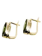 Oro amarillo de 8 quilates 333 Yellow Peridot pendientes vec001x Ruso Soviético URSS Artesanía vintage Art Deco style