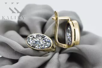 8K κίτρινο χρυσό 333 Zircon Σκουλαρίκια vec001x Russian Soviet USSR Vintage Jewlery Art Deco style